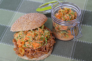 Pulled Pork–Stuffed Rolls and Homemade Coleslaw